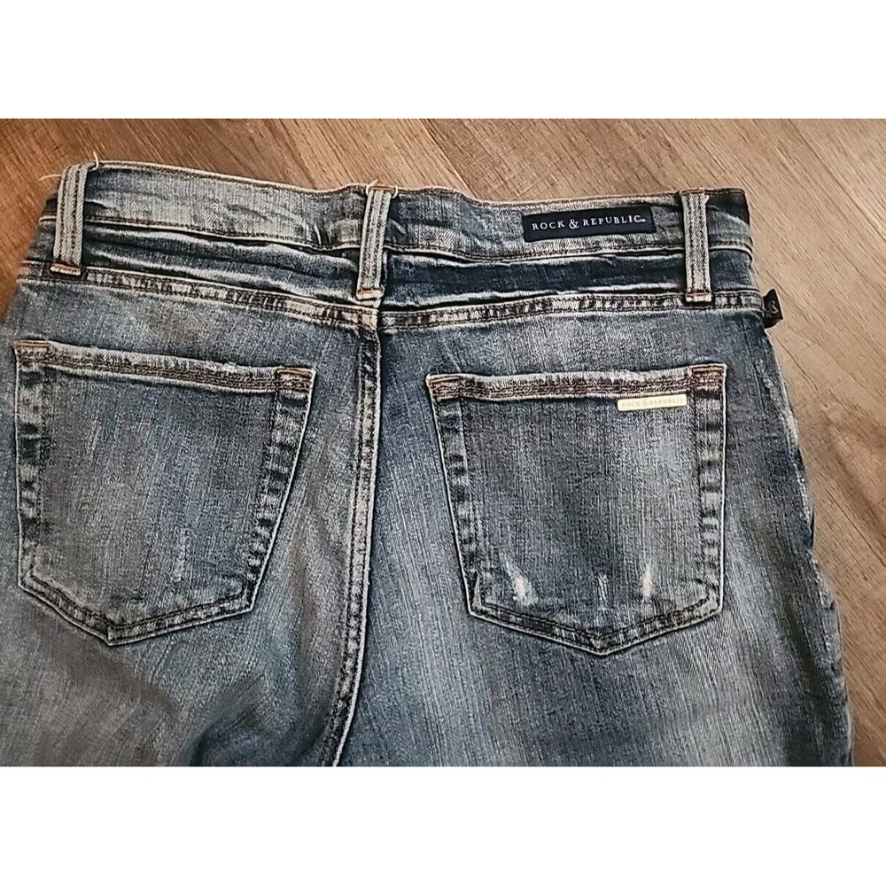 Rock And Republic Kendall Cropped Jeans 10 Women’s Medium Wash Distressed - Picture 6 of 10